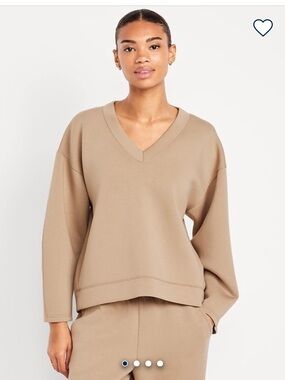 Old Navy Taupe V-Neck Relaxed Sweatshirt